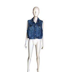 Torrid Dark Wash Denim Button Up Vest